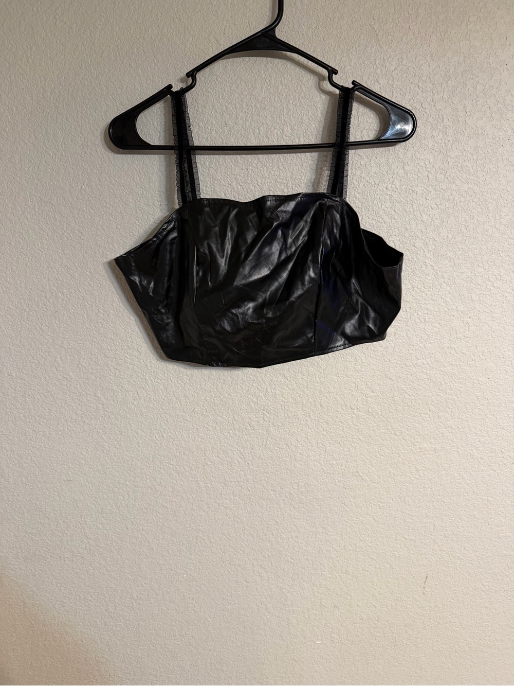 SHEIN Black Faux Leather Cropped Cami